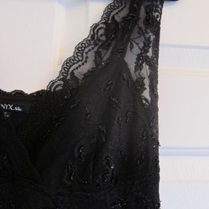 Slinky black, slip-style beaded evening gown